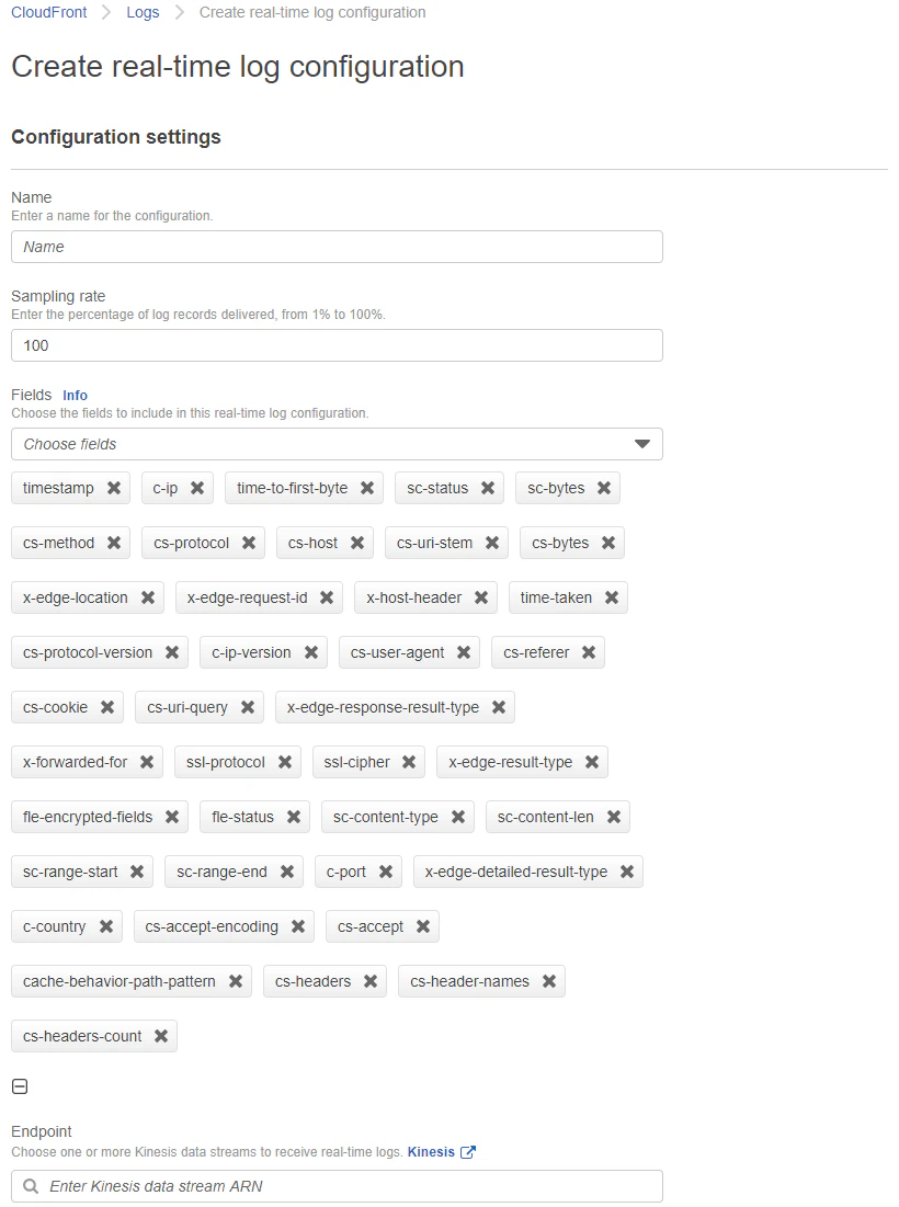 screenshot of Amazon CloudFront